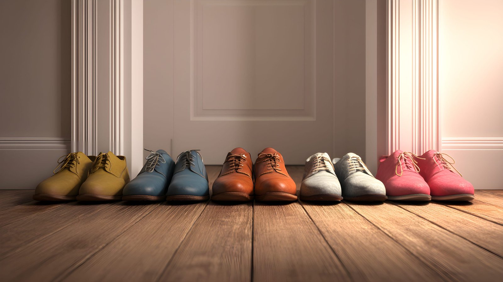 vecteezy-colorful-assortment-of-stylish-shoes-lined-up-on-wooden-72116659